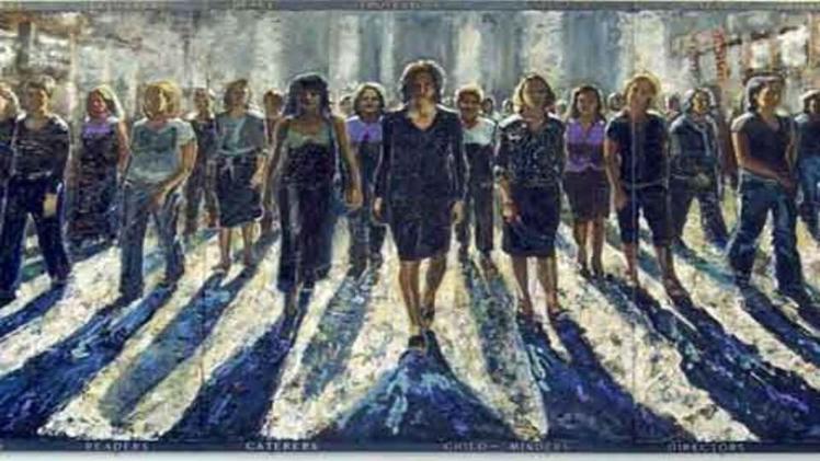 Painting of a group of women walking together